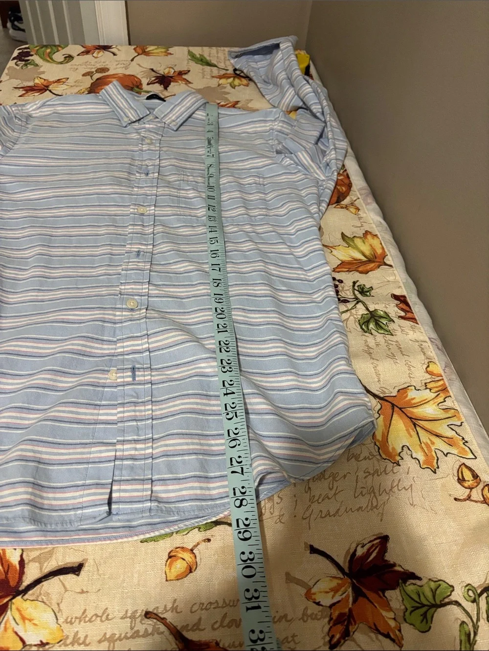 J. Crew Men's Light Blue and White Striped Button-Down Shirt
